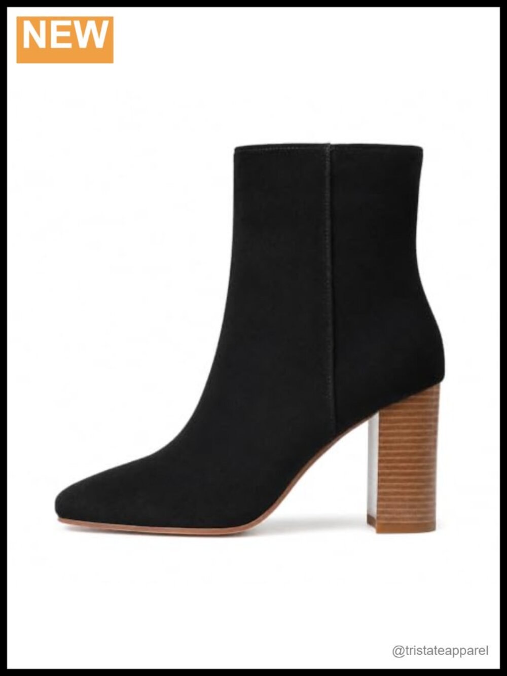 Faux Suede Ankle Boots Block Heel Booties Women Fall Winter Zip